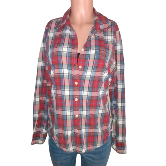 American Eagle Outfitters Tops - American Eagle  Classic Prep Fit Long Sleeve Button Down Plaid Shirt Women Large